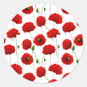 Poppies Runder Aufkleber