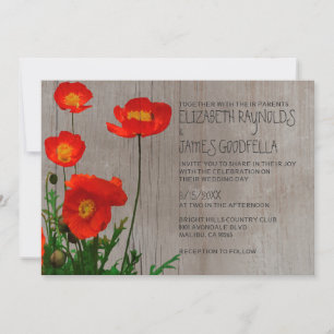 Poppies rustiques Invitations de mariage