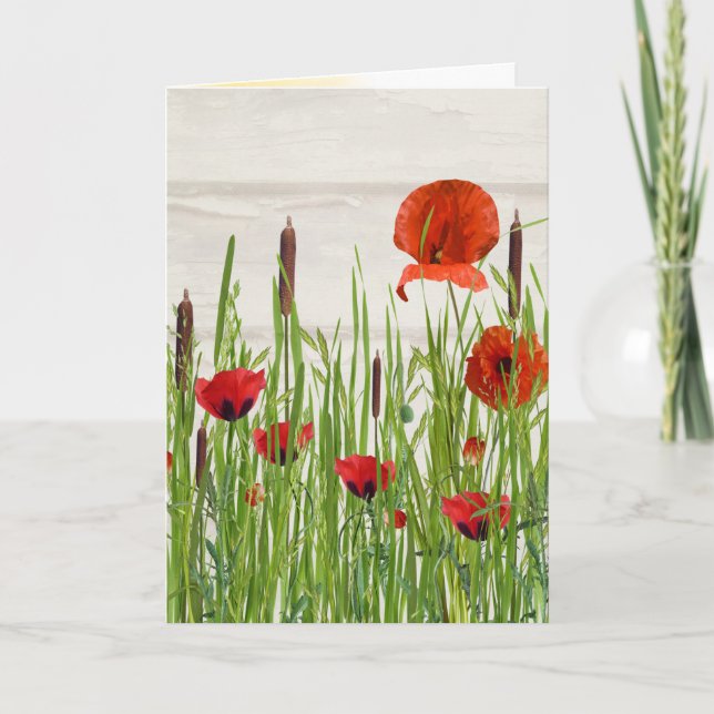 Poppies und Cattails zum Geburtstag Karte (Vorderseite)