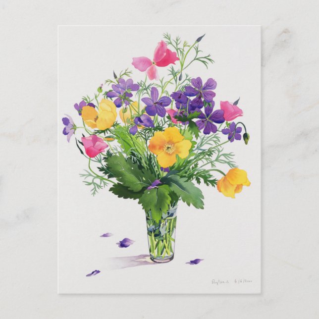 Poppies und Geranien Postkarte (Vorderseite)