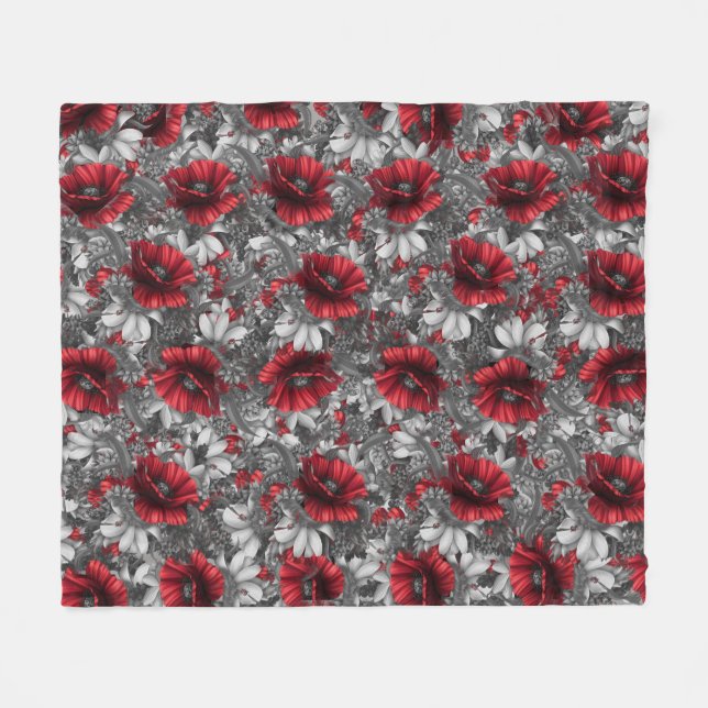 Poppies und Lady Bug Fleecedecke (Vorderseite (Horizontal))
