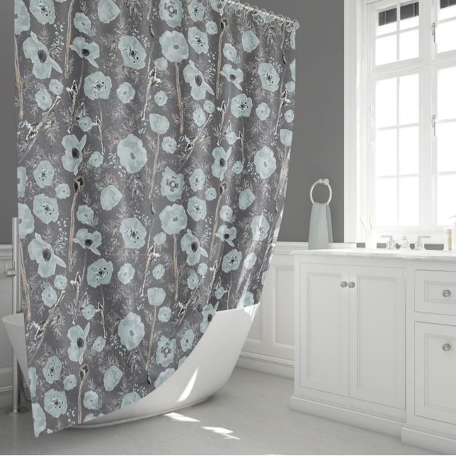 Poppies Watercolor Duschvorhang (Poppies Floral Watercolor Pattern Shower Curtain from Studio Posies.
)