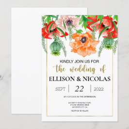 Poppies Watercolor Einladung zur Hochzeit
