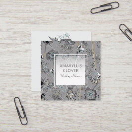 Poppies Watercolor Floral Pattern Quadratische Visitenkarte