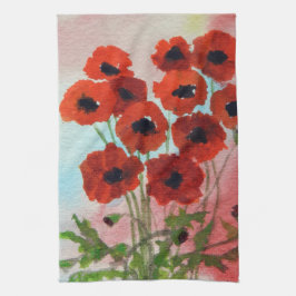 Poppies Watercolor Geschirrtuch