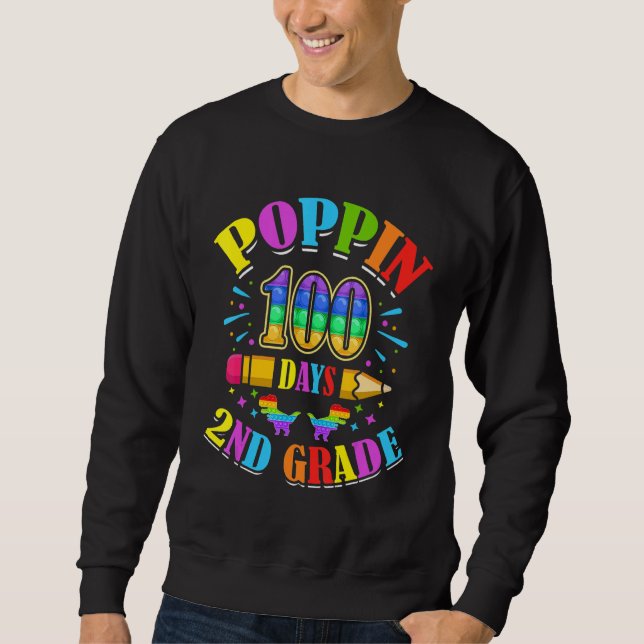 Poppin 100 Days 2nd Grade Primary School Kid Eleme Sweatshirt (Vorderseite)