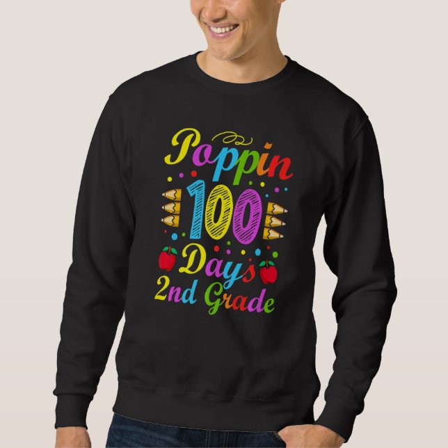 Poppin 100 Days 2nd Grade Primary School Kid Eleme Sweatshirt (Vorderseite)