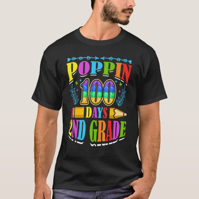 Poppin 100 Days 2nd Grade Primary School Kid Eleme T-Shirt (Vorderseite)