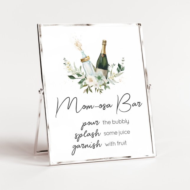 Poppin' Babyflaschen Kinderdusche Mama Osa Bar Poster (Poppin' Bottles Baby Shower Mom Osa Bar Sign)