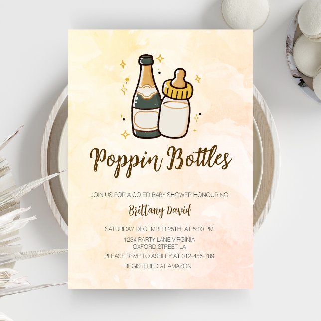 Poppin Flaschen Babydusche Niedlich Babyflasche Einladung (Von Creator hochgeladen)
