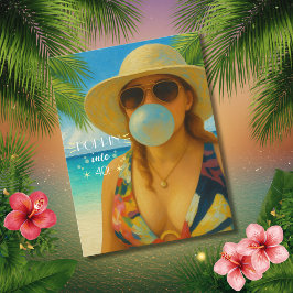 Poppin 'Into 40 Tropical Beach Babe Geburtstag Postkarte