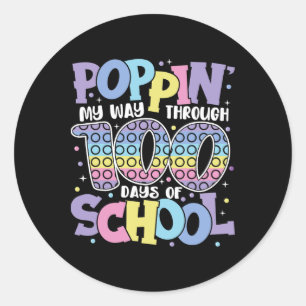 Poppin meinen Weg durch 100 Tage Schulkinder 100 t Runder Aufkleber
