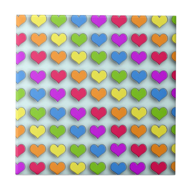 Poppin Retro Hearts Fliese (Vorderseite)