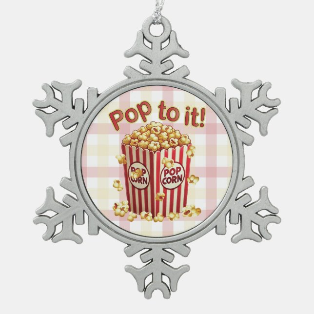 Poppin' with Style - "Pop dazu!" Schneeflocken Zinn-Ornament (Vorderseite)