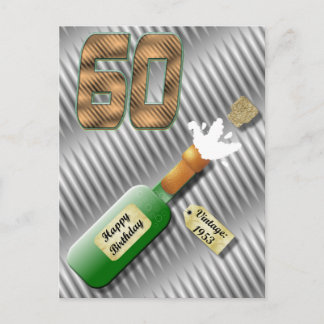 Popping Champagne Flasche 60. Geburtstag Postkarte