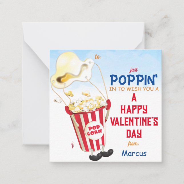 Popping durch Popcorn Valentine Mitteilungskarte (Vorderseite)