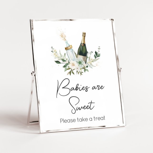 Poppin's Babyflaschen Kinderdusche Babys sind süß Poster (Poppin' Bottles Baby Shower Babies are Sweet Sign)