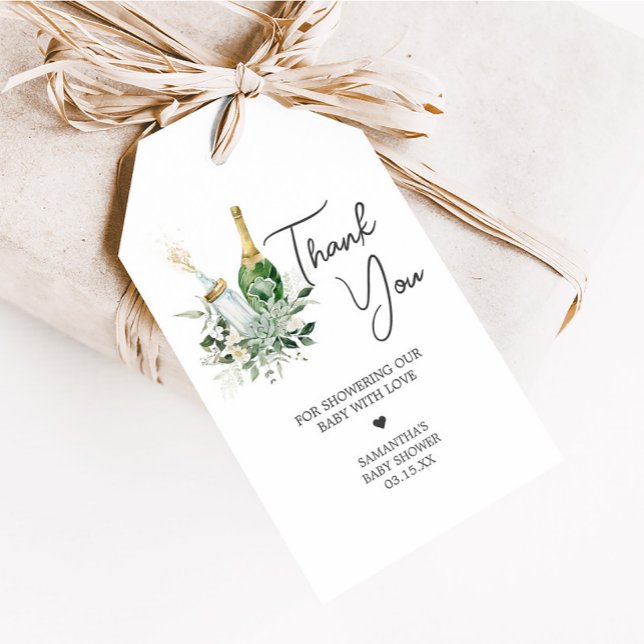 Poppin's Flaschen Babydusche Begrüßungstags Geschenkanhänger (Poppin' Baby Bottles Baby Shower Favor Tags)