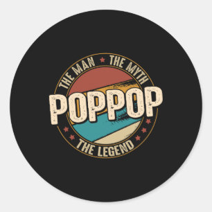 Poppop Man Myth Legend Funny Fathers Day Poppop Runder Aufkleber