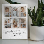 Poppop Modern Overlay Photo Fotoplatte<br><div class="desc">Modern father's day photo plaque featuring 6 family pictures for you to replace with your own,  with the word "POPPOP" in a faded overlay,  a personalized message,  a cute heart,  and the grandkids names.</div>