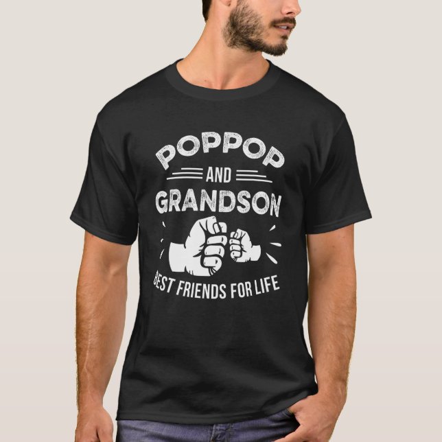 Poppop und Grandson Matching Fist Bump Bester Freu T-Shirt (Vorderseite)