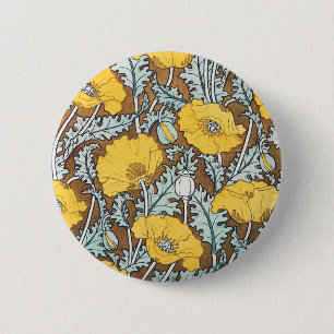Poppy Art Illustration Blume Muster Button