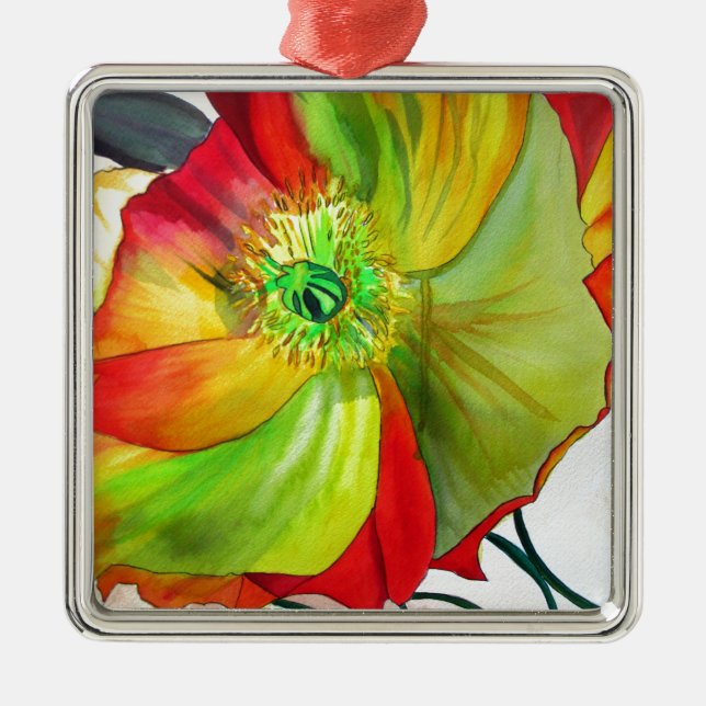 Poppy Art macro poppy Ornament Aus Metall (Vorne)