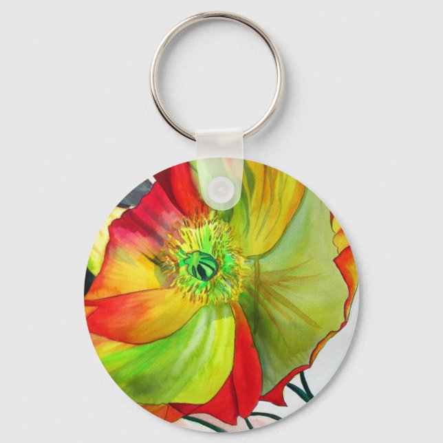 Poppy Art Makro-Mohn Schlüsselanhänger (Vorderseite)