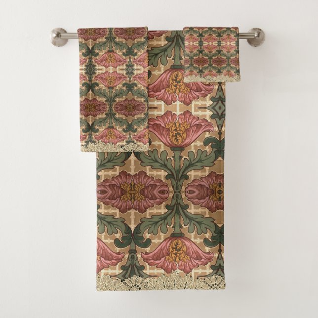 Poppy Art Nouveau Boho Blumenhandtuch Badhandtuch Set (Insitu)