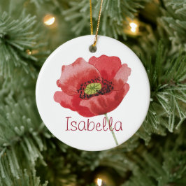 Poppy AUGUST Birthday Red Poppies Birth Flower Keramik Ornament