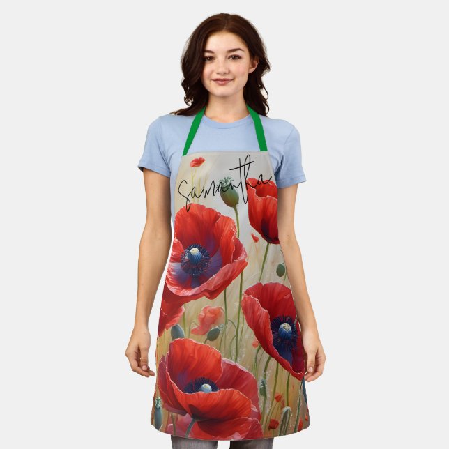 Poppy Blume Blossom Personalisierte Küche Schürze (Getragen)