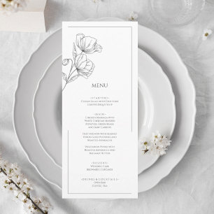 Poppy Blume elegantes Hochzeitsmenü Menükarte
