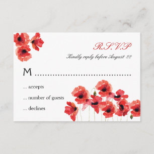 Poppy-Blume Hochzeit-RSVP-Karte RSVP Karte