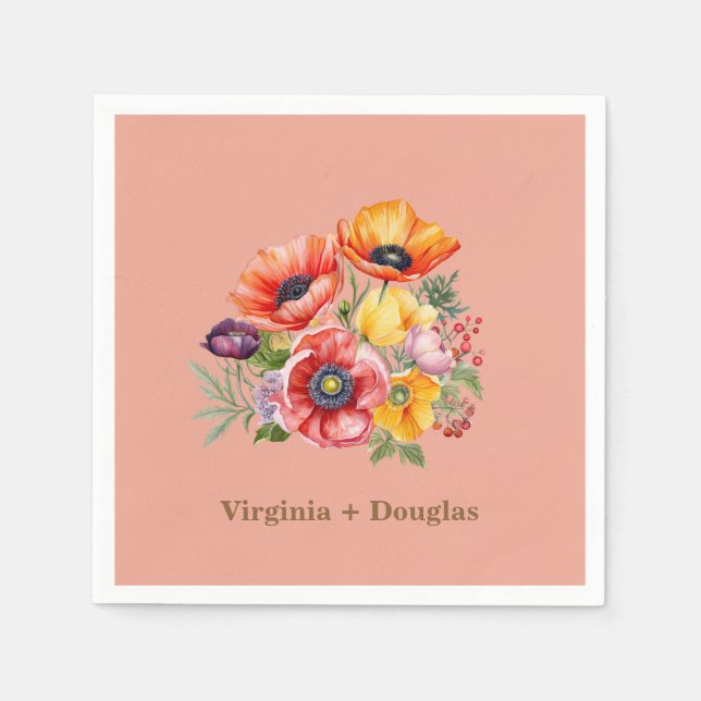 Poppy Blume Hochzeiten Napkins Serviette (Vorderseite)