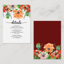 Poppy Blume Hochzeitkarte Begleitkarte