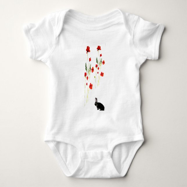 Poppy-Blume Kaninchen Baby Strampler (Vorderseite)