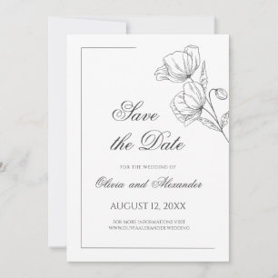 Poppy Blume minimalistische schicke Hochzeit speic Save The Date