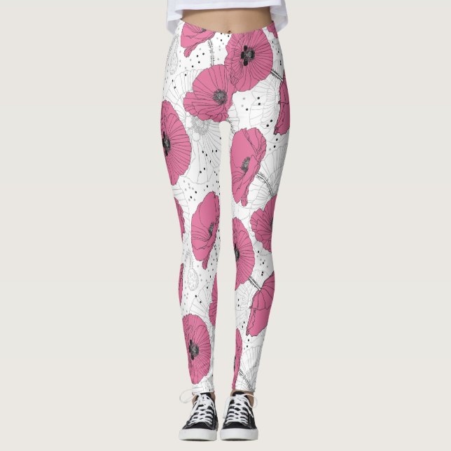 Poppy Blume Muster Leggings (Vorderseite)