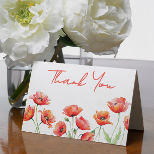 Poppy Blume Orange Spring Baby Dusche Dankeskarte