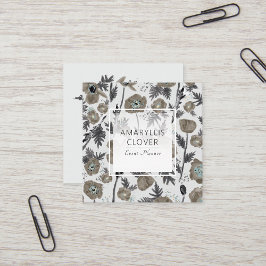 Poppy Blume Taupe Blue Grau Blume Quadratische Visitenkarte