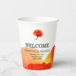 Poppy Blume Wasserfarbenmalerei Hochzeit Pappbecher