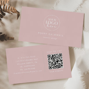 POPPY Blush Pink Artist Haar Stylist Logo QR Code Visitenkarte