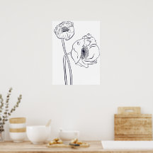 Poppy Botanical Line Art