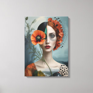 Poppy Collage Portrait Leinwanddruck