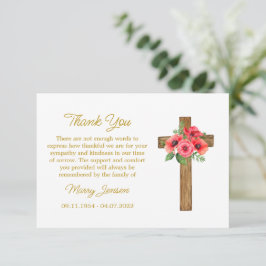 Poppy Cross Sympathy Thank You Card Dankeskarte