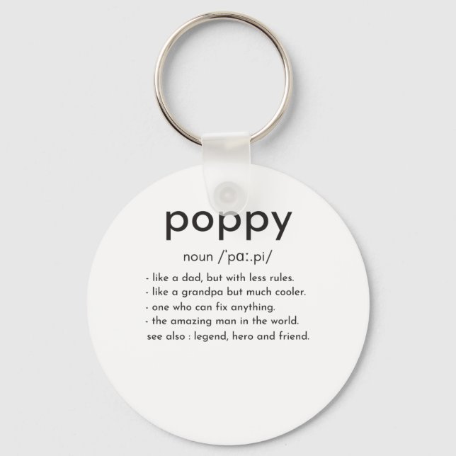 Poppy Definition lustige Großvater Vater Tag Schlüsselanhänger (Vorderseite)
