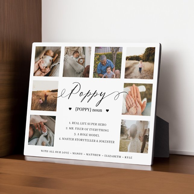 Poppy Definition Skript FotoCollage Keepake Fotoplatte (Poppy Definition Script Photo Collage Keepsake Plaque)