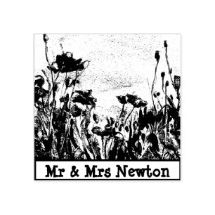 Poppy Field Fine Art Rubber Briefmarke, Letter Gummistempel