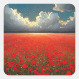Poppy Field Square Aufkleber