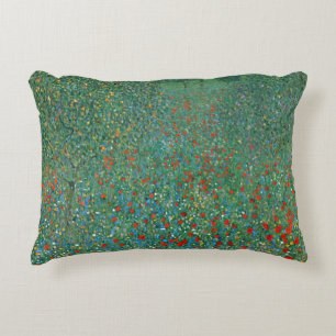 Poppy Field von Gustav Klimt, Vintager Jugendstil Dekokissen